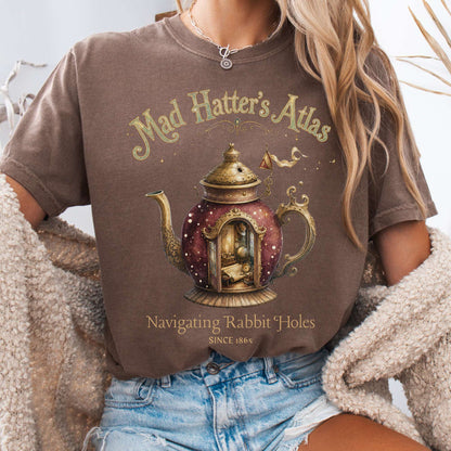 T-Shirt Espresso / S Mad Hatter's Atlas Lewis Carroll Literary T-Shirt The Mystic Eden