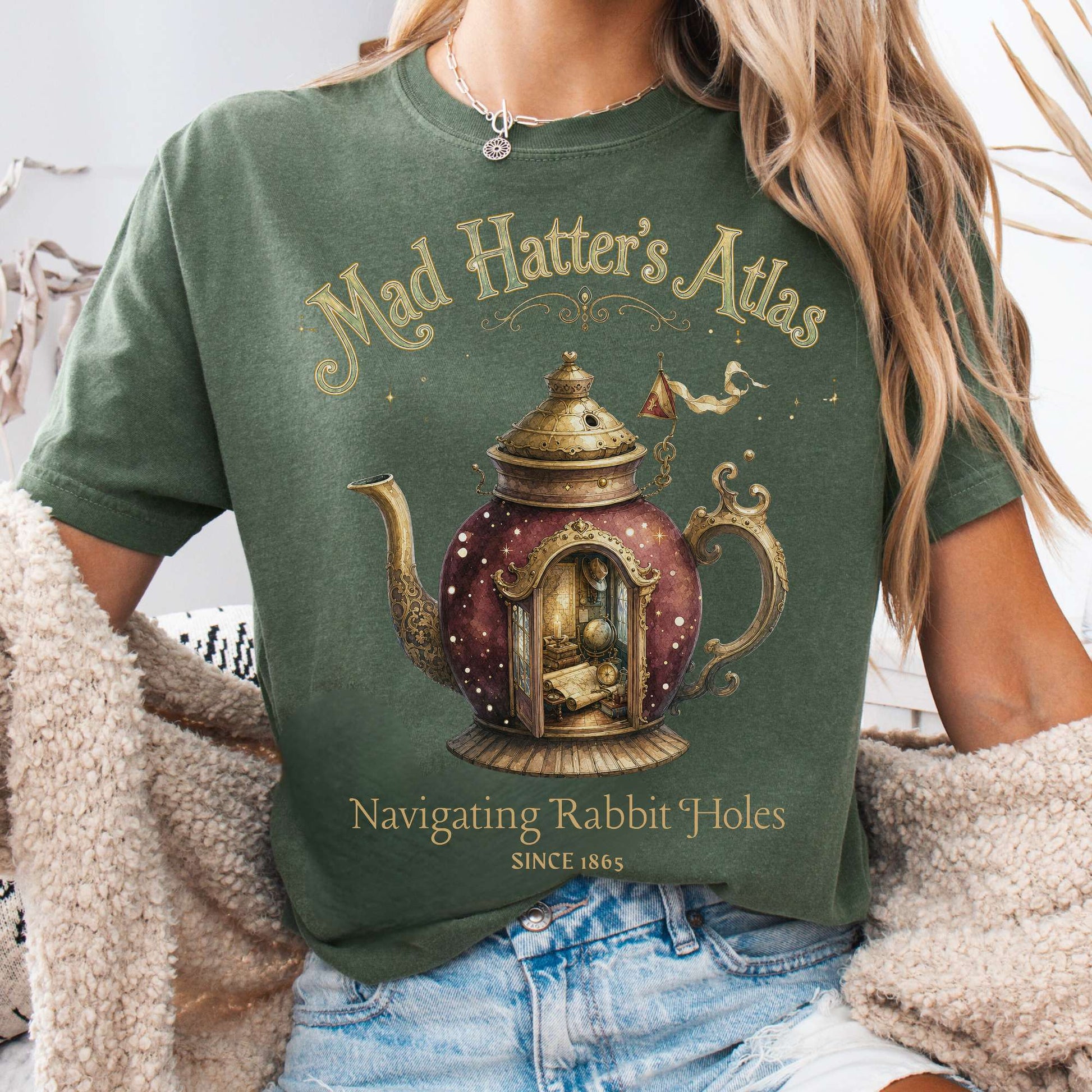 T-Shirt Moss / S Mad Hatter's Atlas Lewis Carroll Literary T-Shirt The Mystic Eden