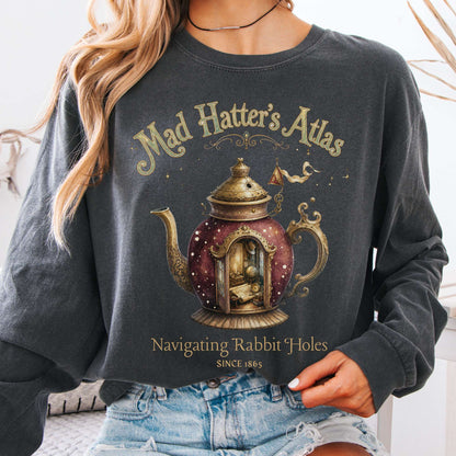 Long-sleeve Pepper / S Mad Hatter's Atlas Lewis Carroll Literary Long Sleeve The Mystic Eden