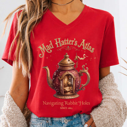 Mad Hatter's Atlas Lewis Carroll Literary V-Neck