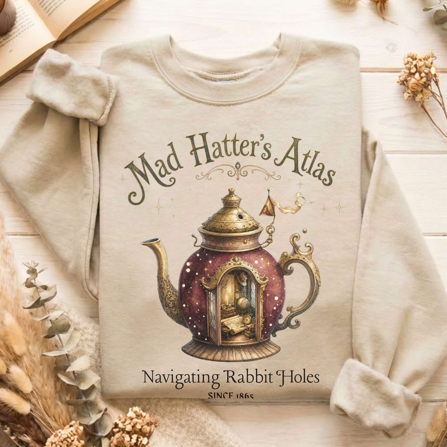 Mad Hatter's Atlas Lewis Carroll Literary Sweatshirt