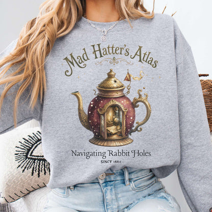Mad Hatter's Atlas Lewis Carroll Literary Sweatshirt