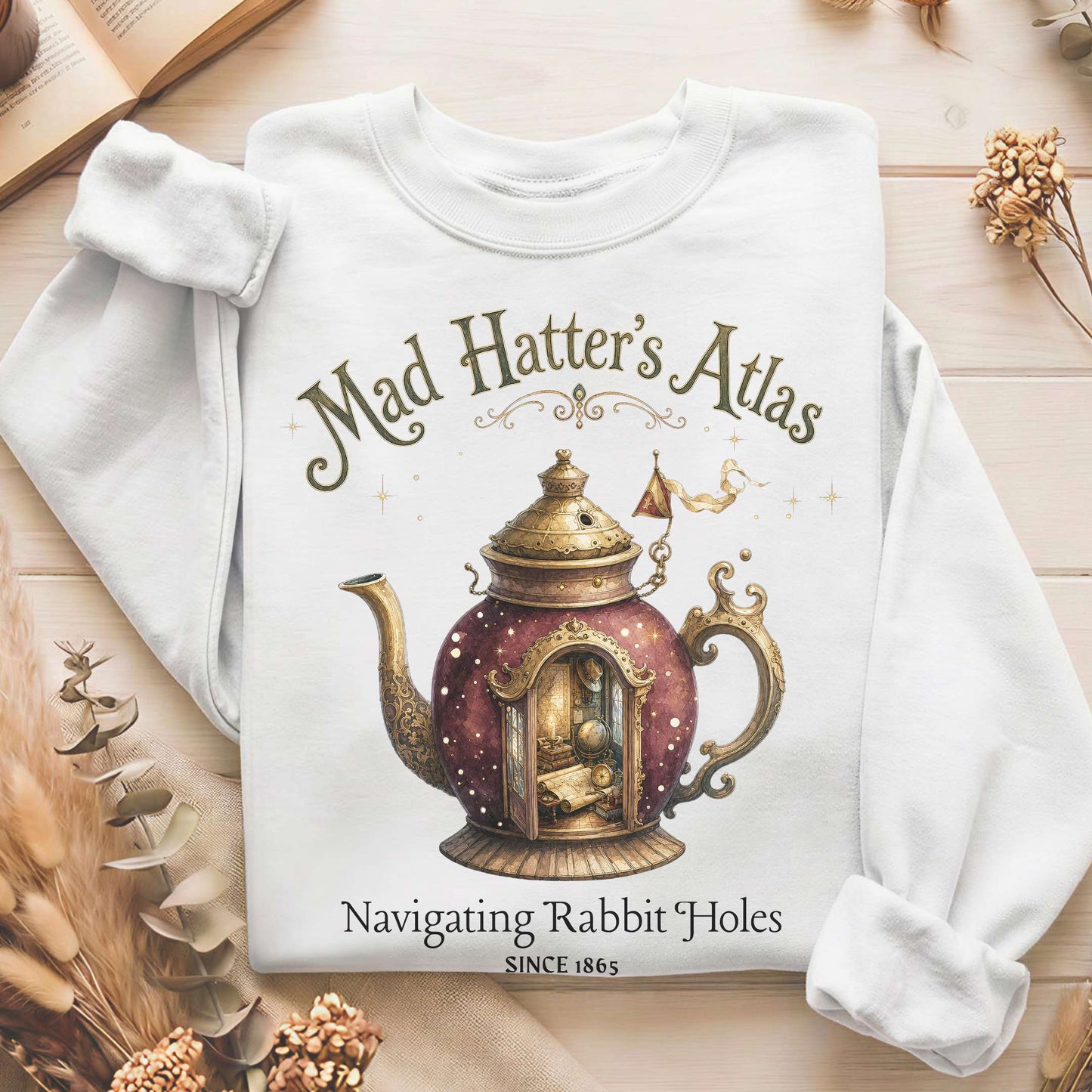 Mad Hatter's Atlas Lewis Carroll Literary Sweatshirt
