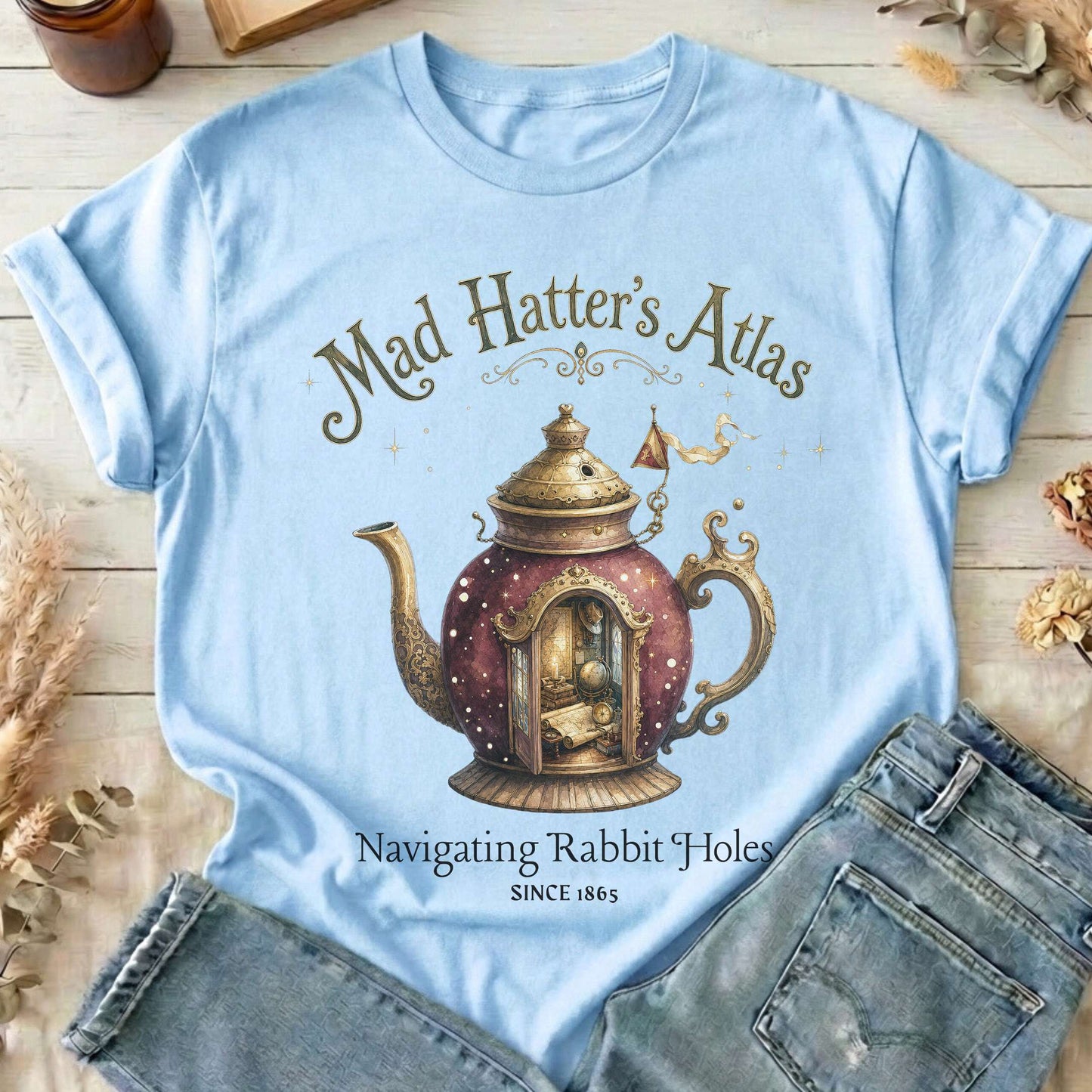 Mad Hatter's Atlas Lewis Carroll Literary T-Shirt