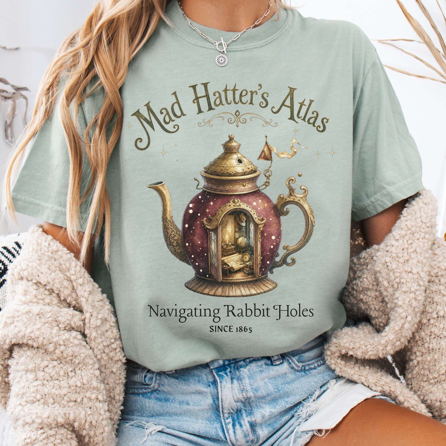 T-Shirt Bay / S Mad Hatter's Atlas Lewis Carroll Literary T-Shirt The Mystic Eden