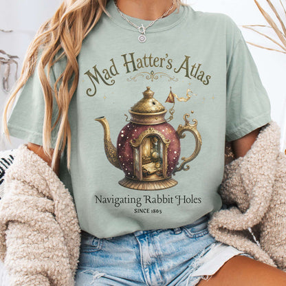 T-Shirt Bay / S Mad Hatter's Atlas Lewis Carroll Literary T-Shirt The Mystic Eden