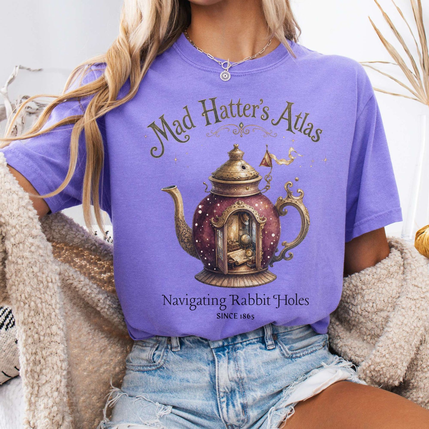 T-Shirt Violet / S Mad Hatter's Atlas Lewis Carroll Literary T-Shirt The Mystic Eden