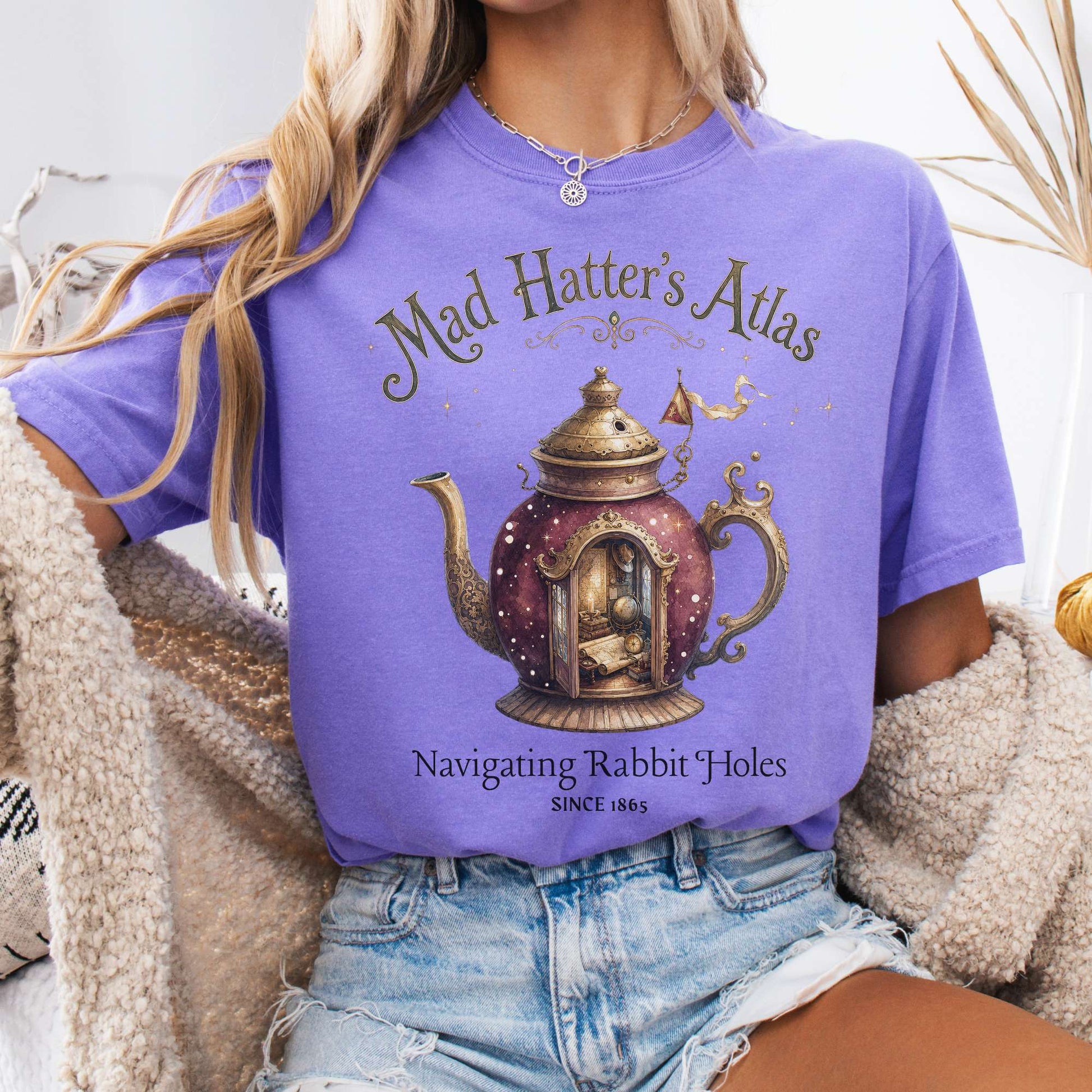 T-Shirt Violet / S Mad Hatter's Atlas Lewis Carroll Literary T-Shirt The Mystic Eden