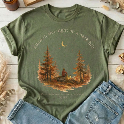 Alone in the Night On A Dark Hill Sara Teasdale Literary T-Shirt
