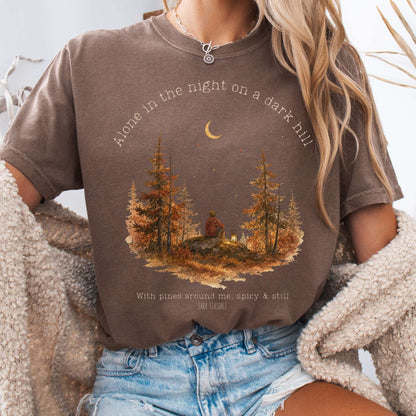 T-Shirt Espresso / S Alone in the Night On A Dark Hill Sara Teasdale Literary T-Shirt The Mystic Eden