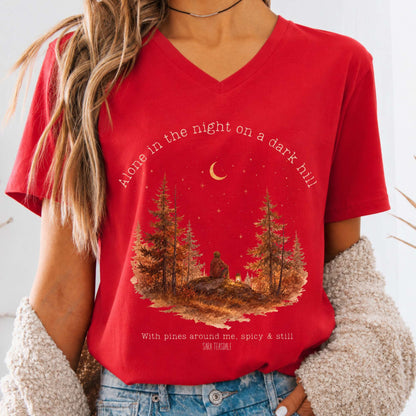 Alone in the Night On A Dark Hill Sara Teasdale Literary V-Neck