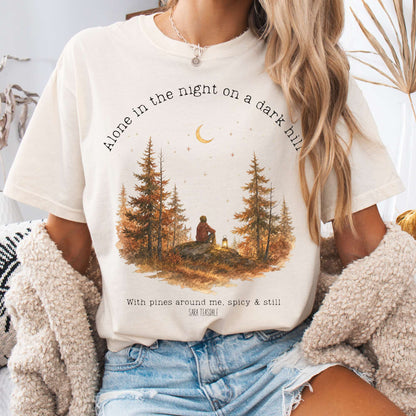 T-Shirt Ivory / S Alone in the Night On A Dark Hill Sara Teasdale Literary T-Shirt The Mystic Eden