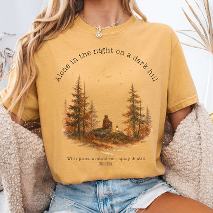 T-Shirt Mustard / S Alone in the Night On A Dark Hill Sara Teasdale Literary T-Shirt The Mystic Eden