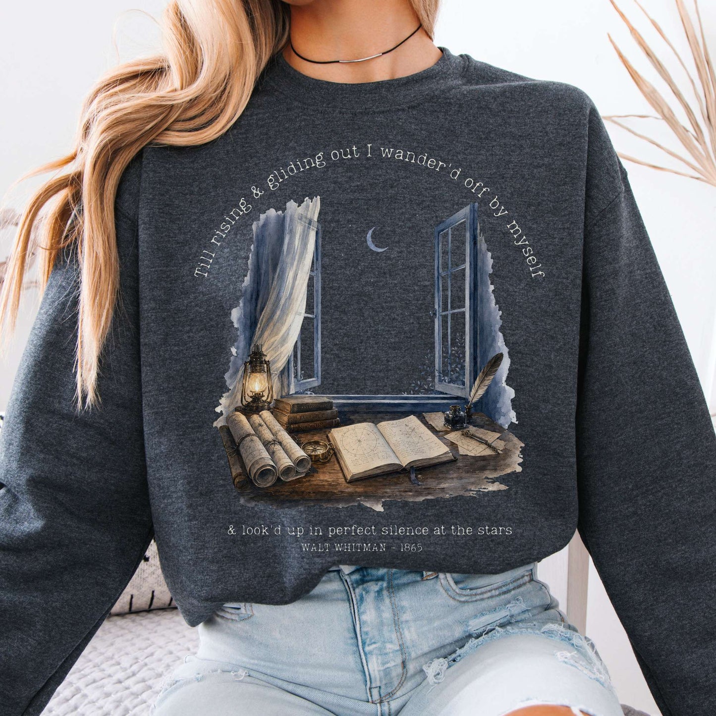 Looked Up At The Stars Walt Whitman Literary Sweatshirt