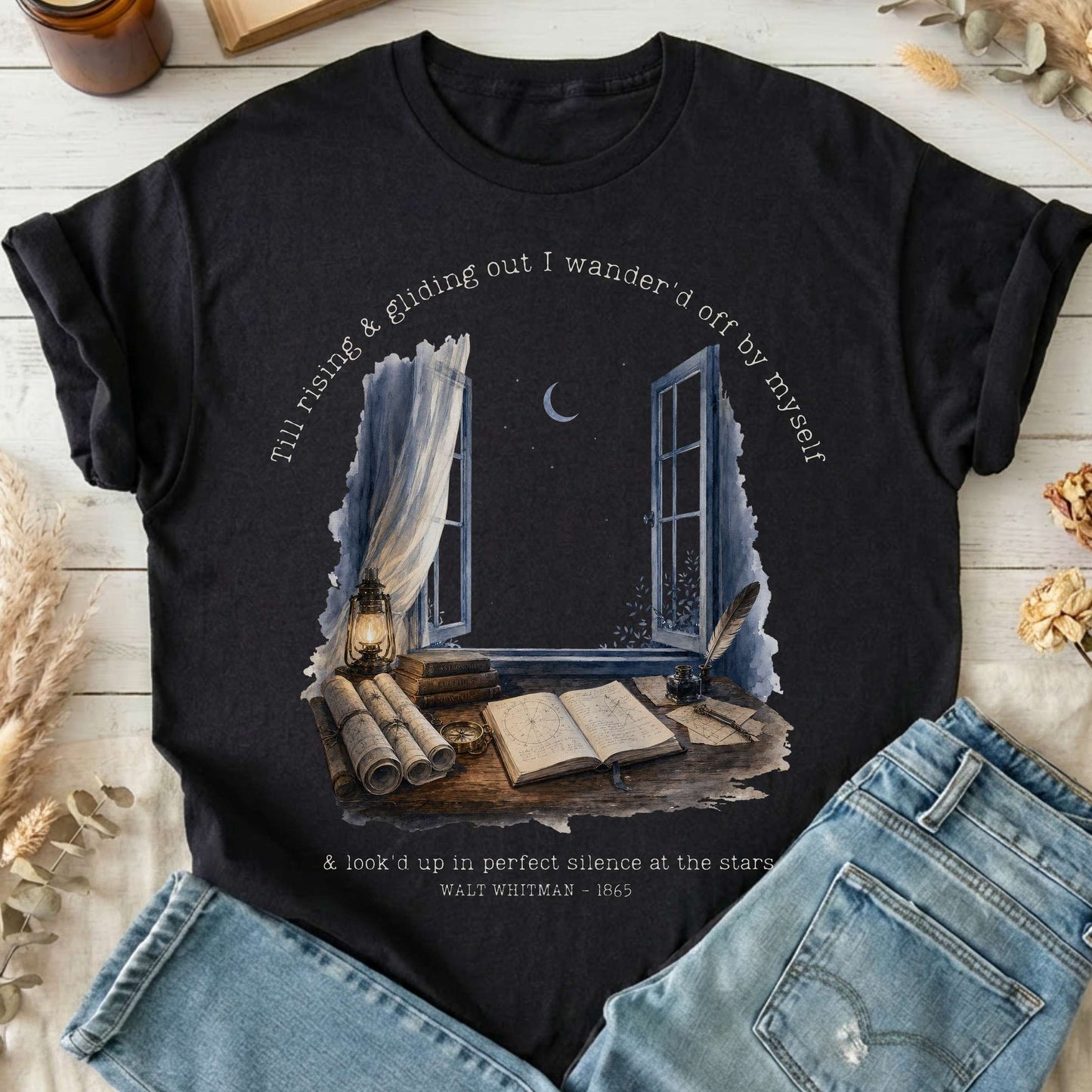 Looked Up At The Stars Walt Whitman Literary T-Shirt