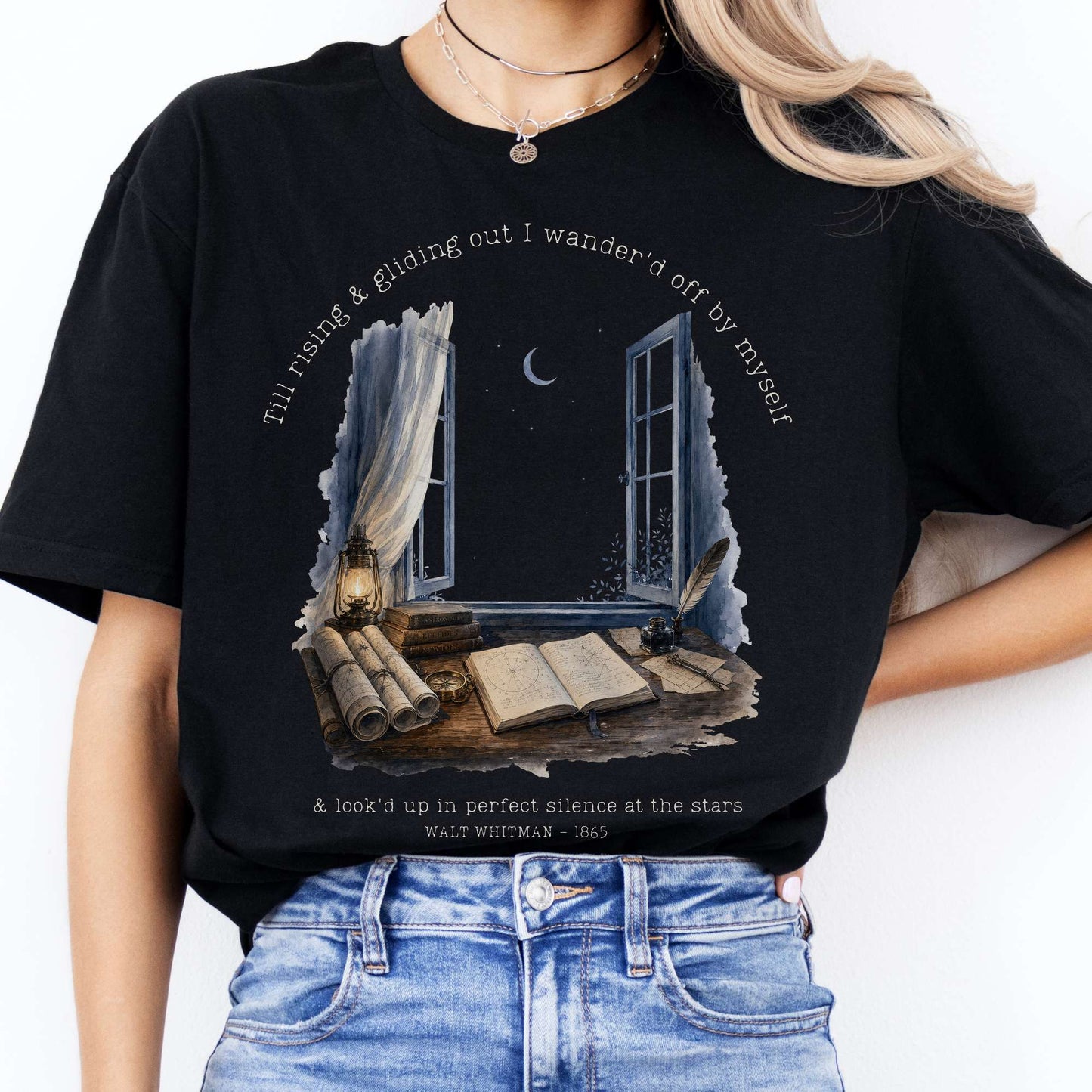 Looked Up At The Stars Walt Whitman Literary T-Shirt