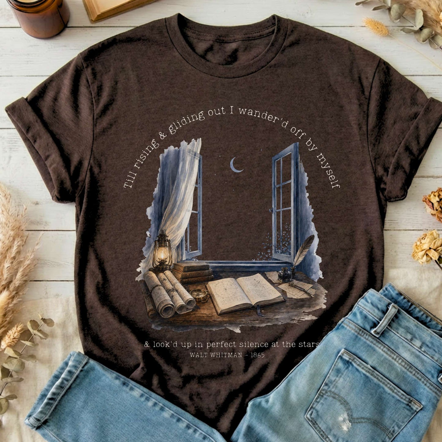 Looked Up At The Stars Walt Whitman Literary T-Shirt