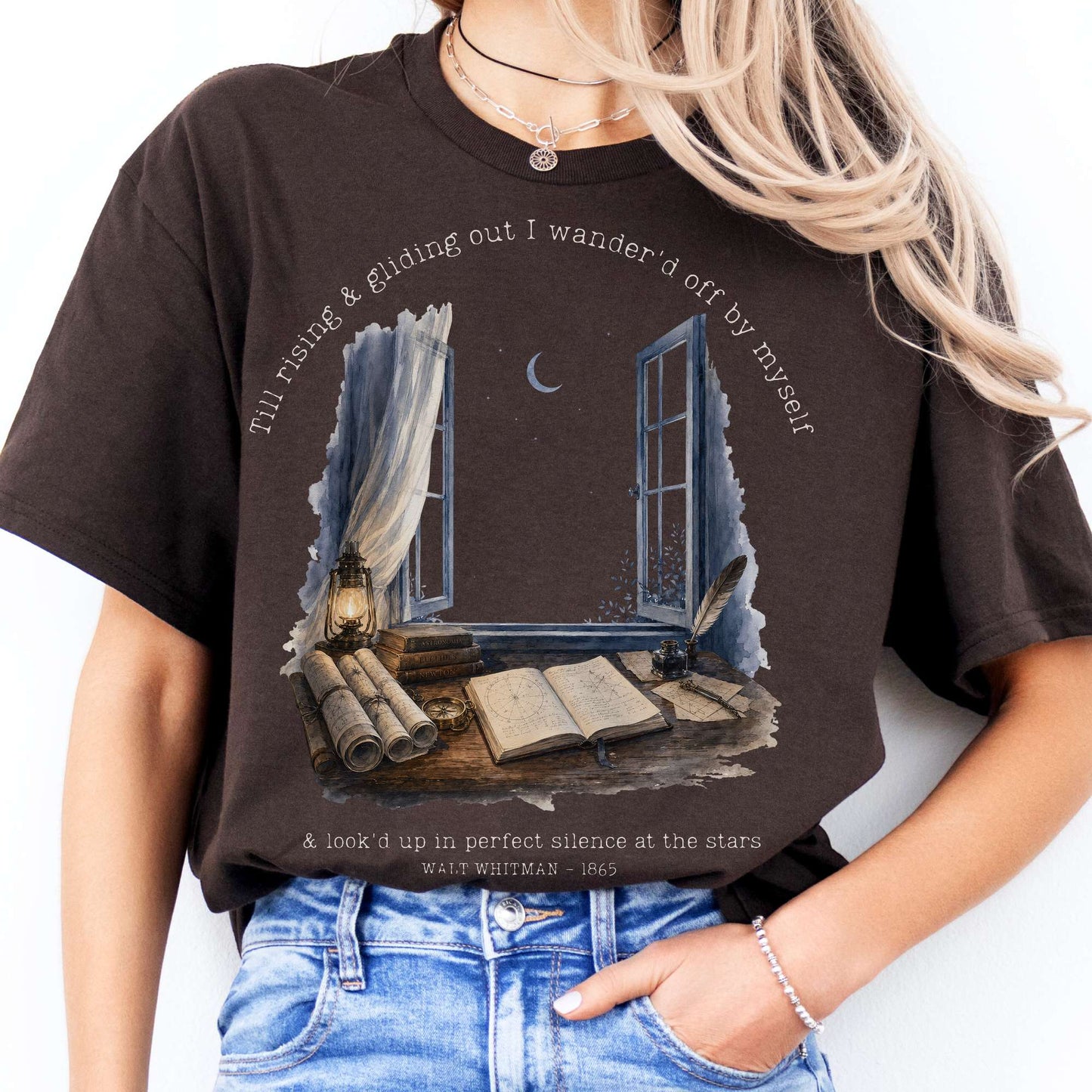 Looked Up At The Stars Walt Whitman Literary T-Shirt
