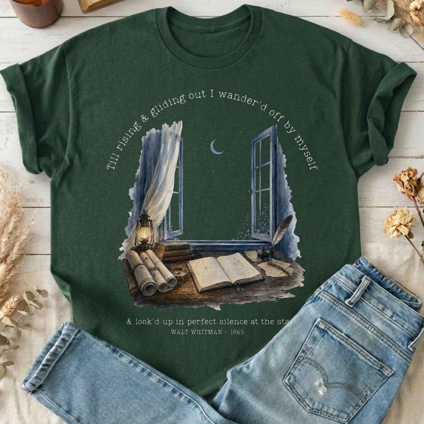 Looked Up At The Stars Walt Whitman Literary T-Shirt