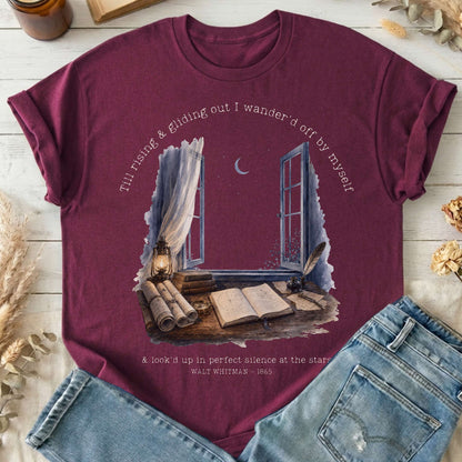 Looked Up At The Stars Walt Whitman Literary T-Shirt