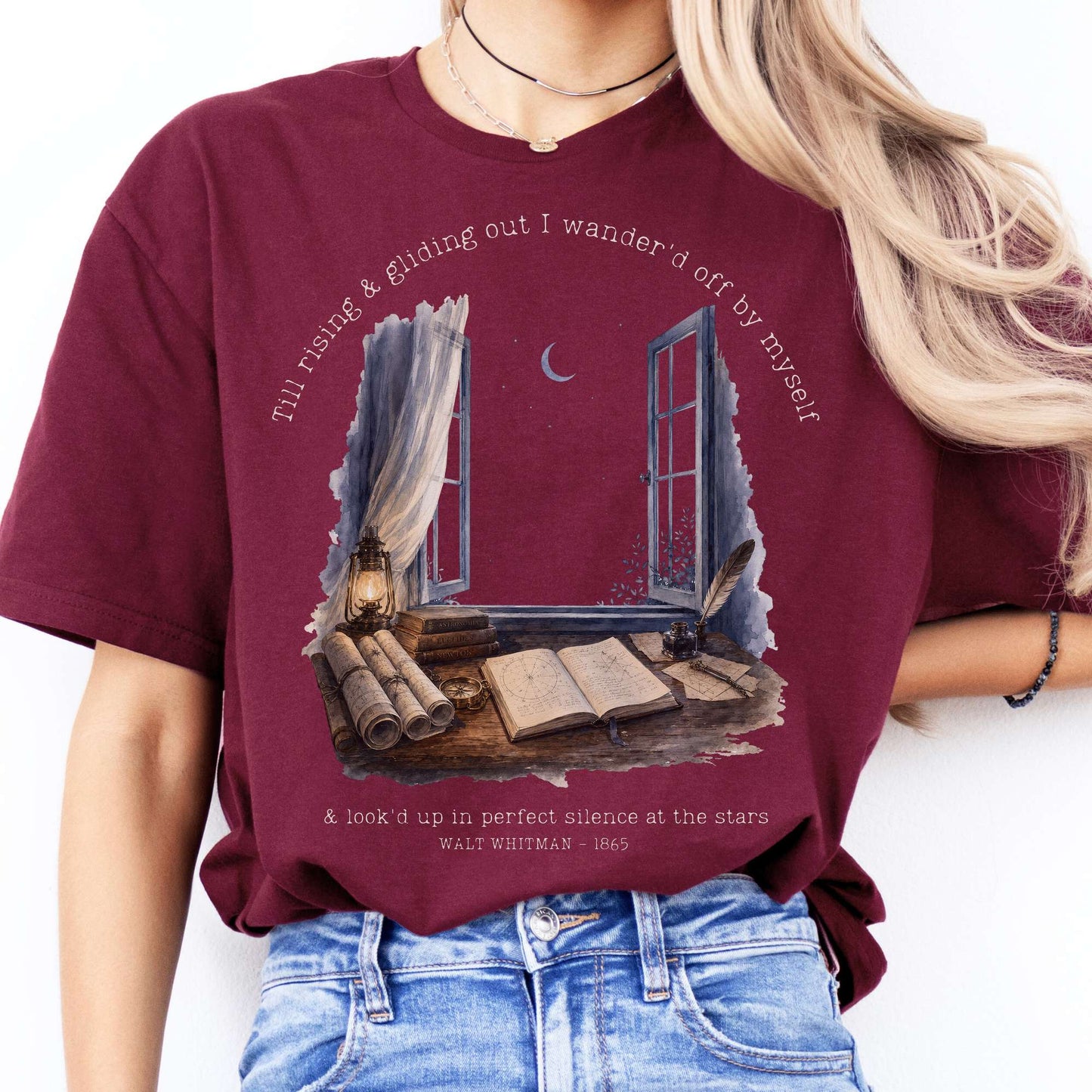 Looked Up At The Stars Walt Whitman Literary T-Shirt