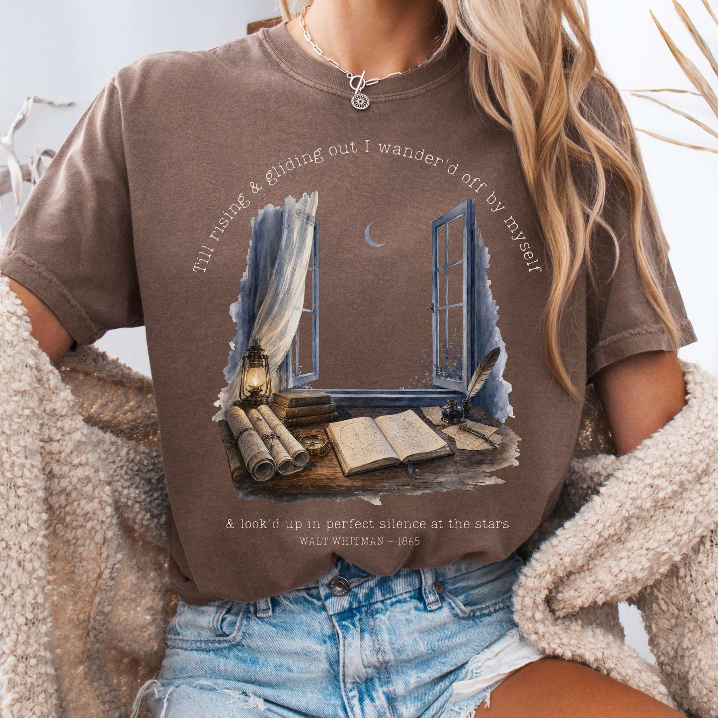 Looked Up At The Stars Walt Whitman Literary T-Shirt