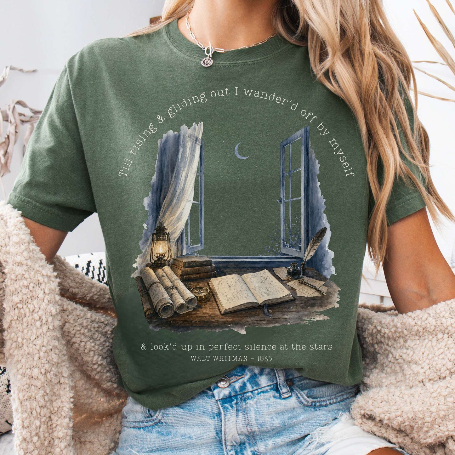 Looked Up At The Stars Walt Whitman Literary T-Shirt