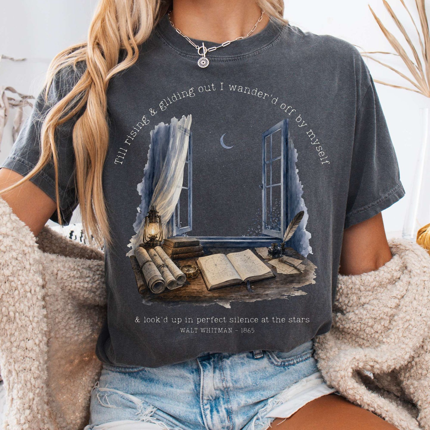 Looked Up At The Stars Walt Whitman Literary T-Shirt