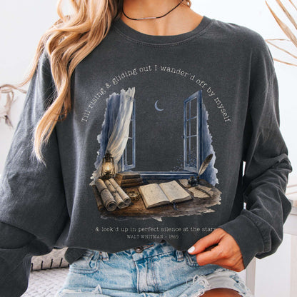 Long-sleeve Pepper / S Looked Up At The Stars Walt Whitman Literary Long Sleeve The Mystic Eden