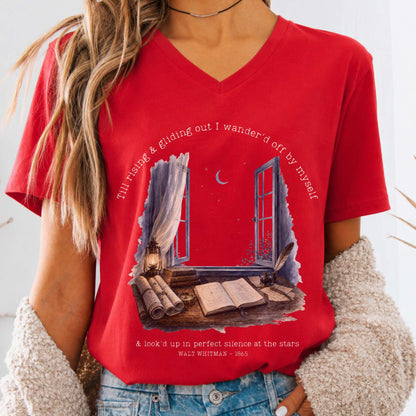 Looked Up At The Stars Walt Whitman Literary V-Neck
