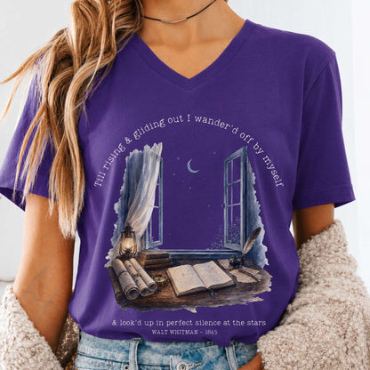 Looked Up At The Stars Walt Whitman Literary V-Neck