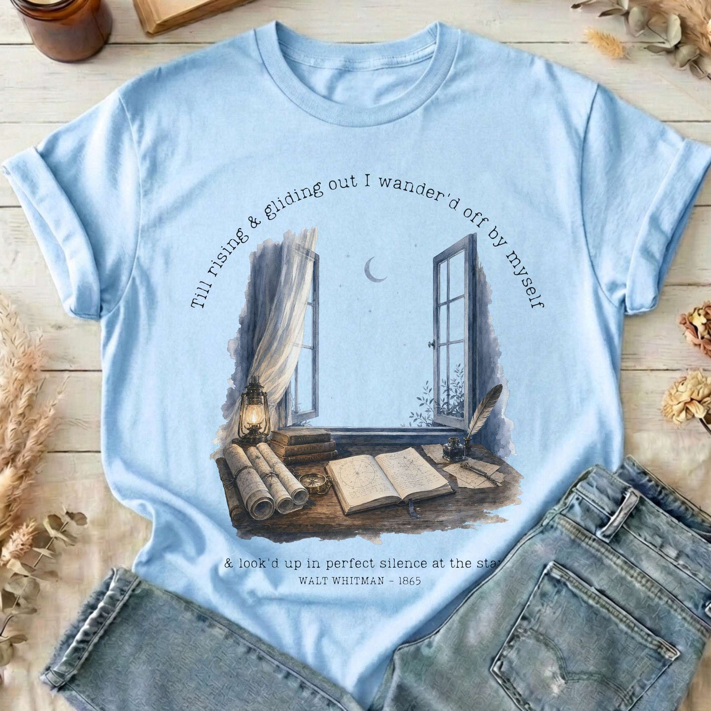Looked Up At The Stars Walt Whitman Literary T-Shirt