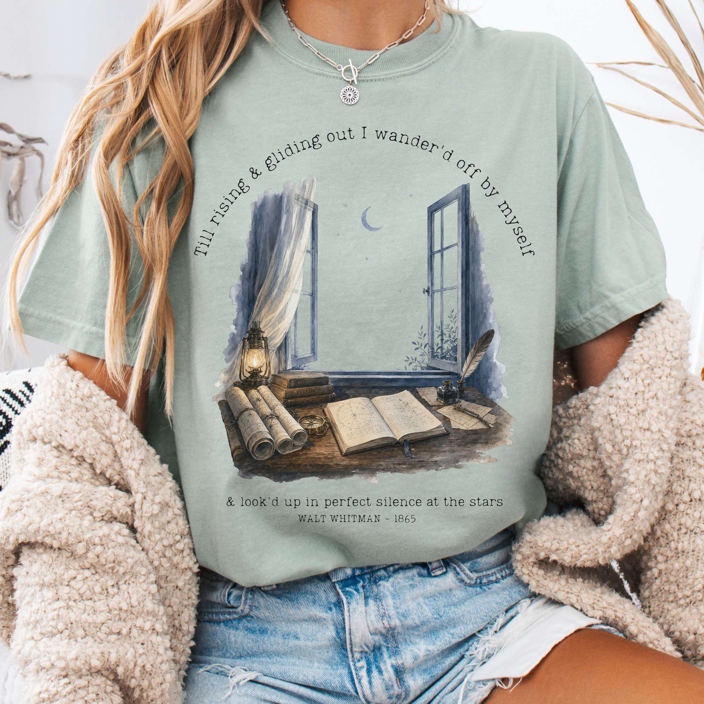 Looked Up At The Stars Walt Whitman Literary T-Shirt