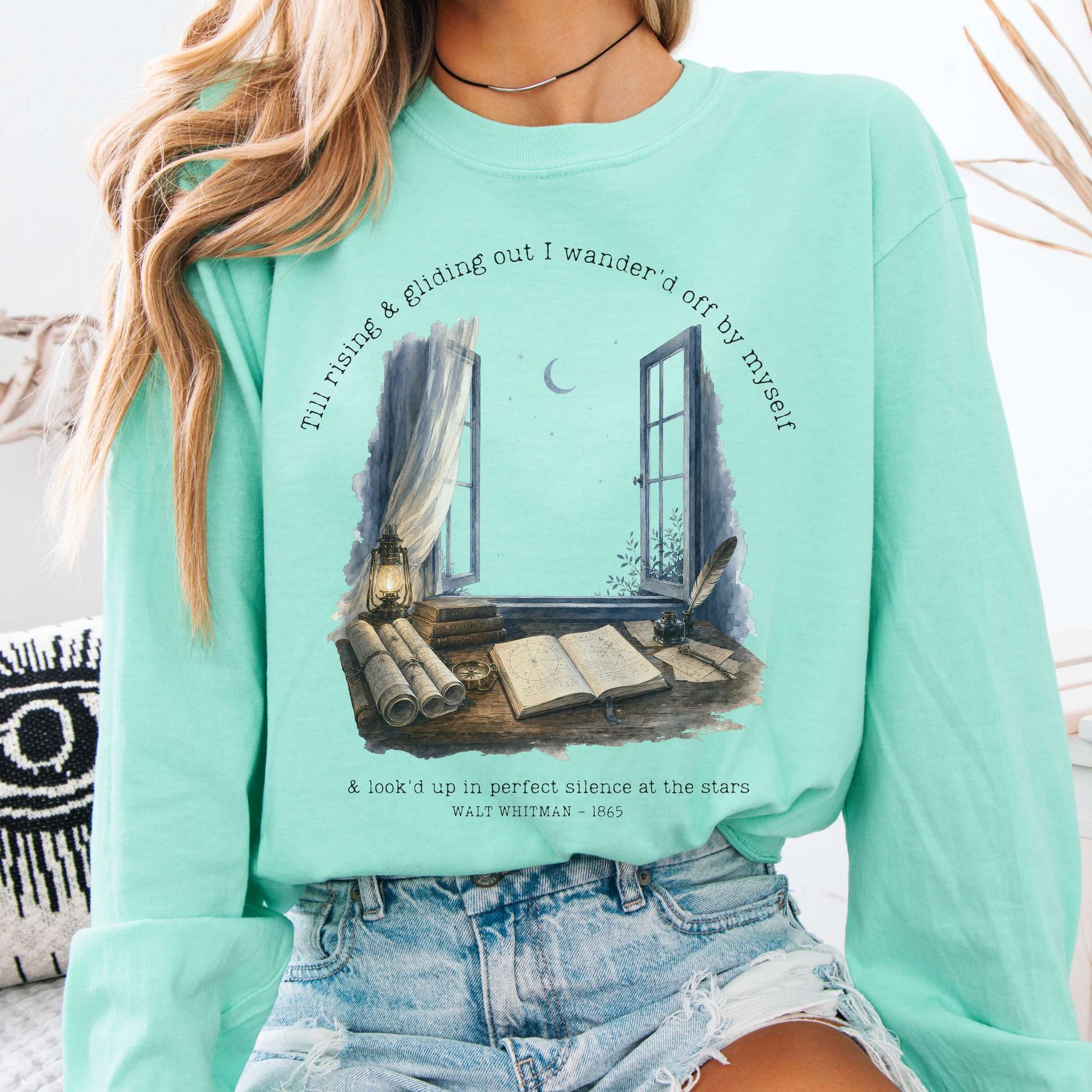 Long-sleeve Island Reef / S Looked Up At The Stars Walt Whitman Literary Long Sleeve The Mystic Eden