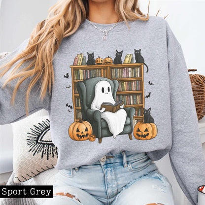 Happy Reading Ghosts with Black Cats Sweatshirt