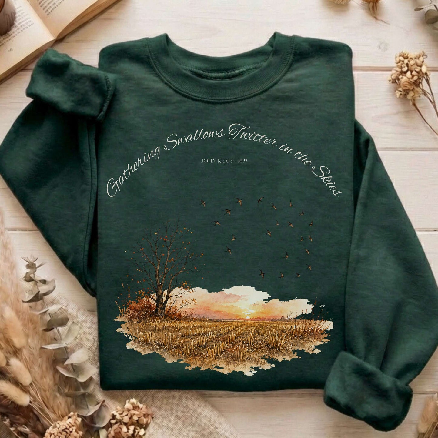 Gathering Swallows Twitter in the Skies John Keats Literary Sweatshirt