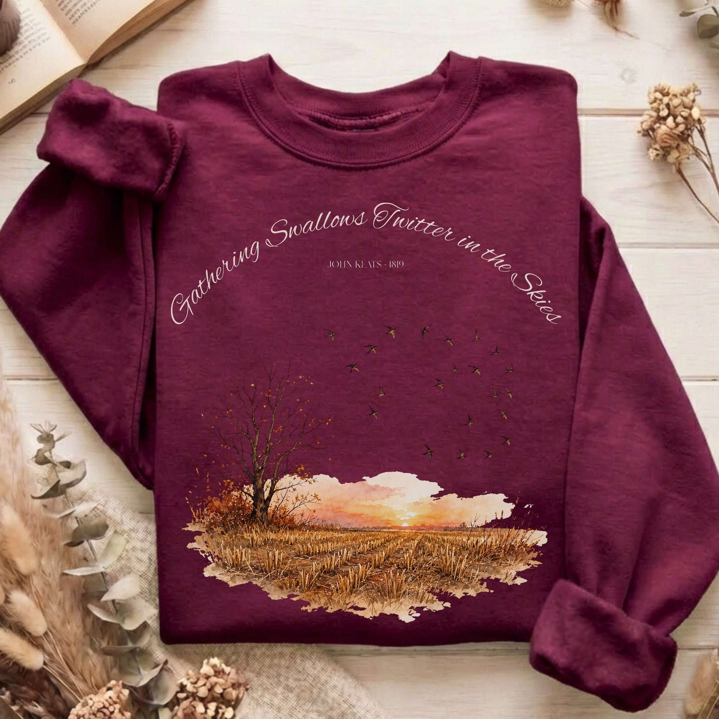 Gathering Swallows Twitter in the Skies John Keats Literary Sweatshirt