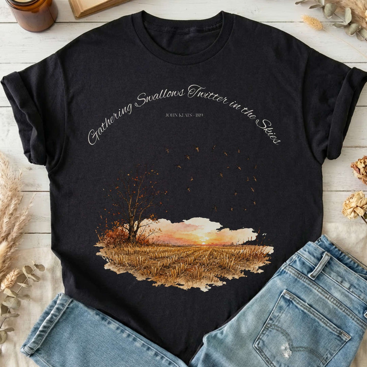 Gathering Swallows Twitter in the Skies John Keats Literary T-Shirt