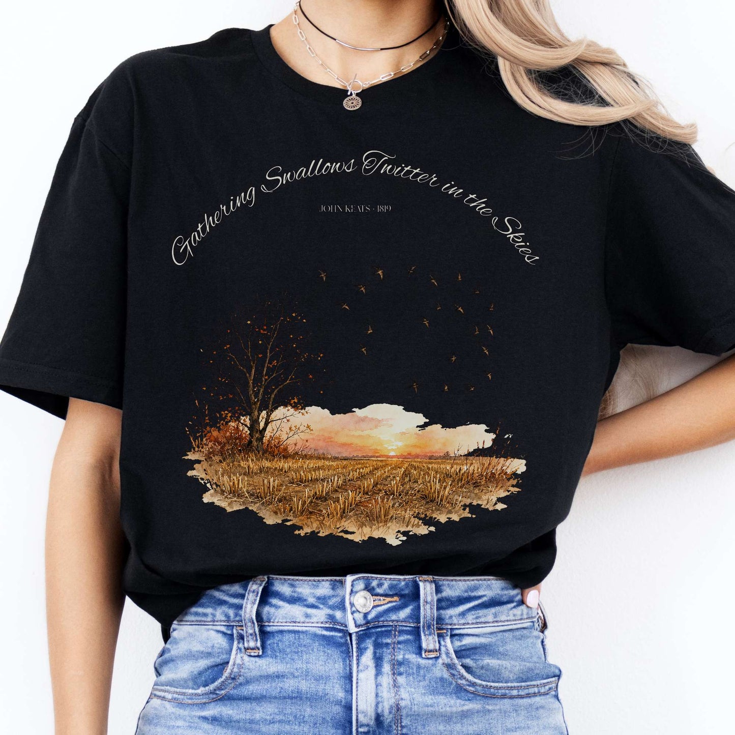 Gathering Swallows Twitter in the Skies John Keats Literary T-Shirt