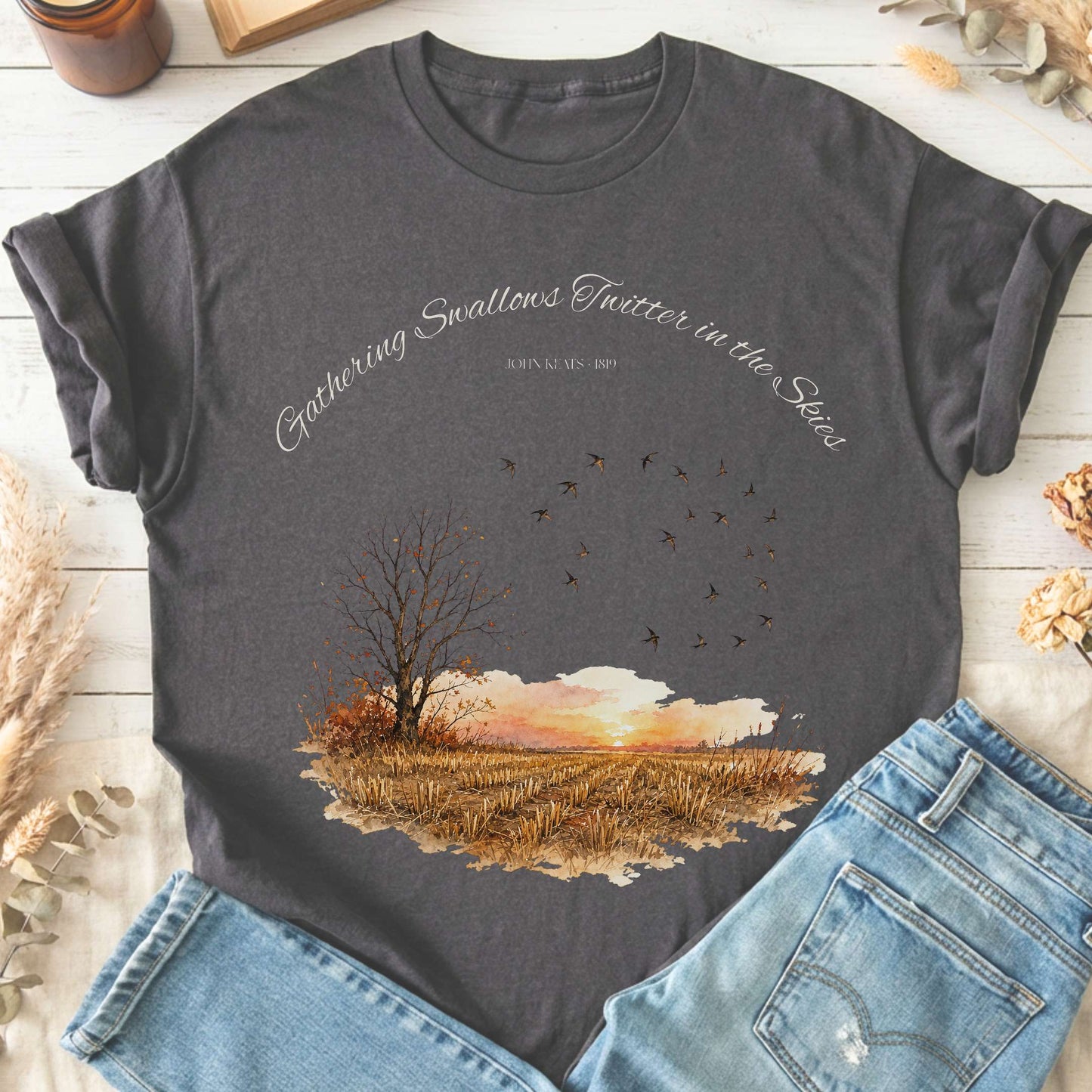 Gathering Swallows Twitter in the Skies John Keats Literary T-Shirt