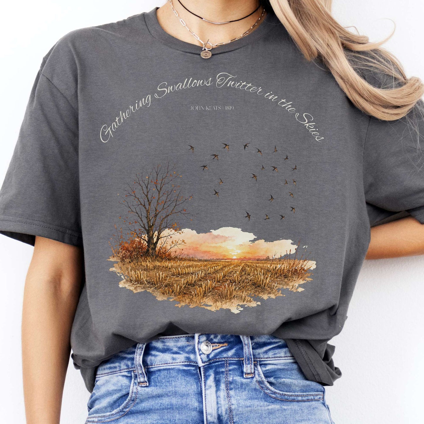 Gathering Swallows Twitter in the Skies John Keats Literary T-Shirt