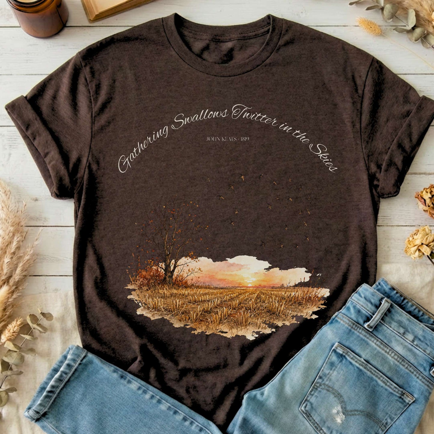 Gathering Swallows Twitter in the Skies John Keats Literary T-Shirt