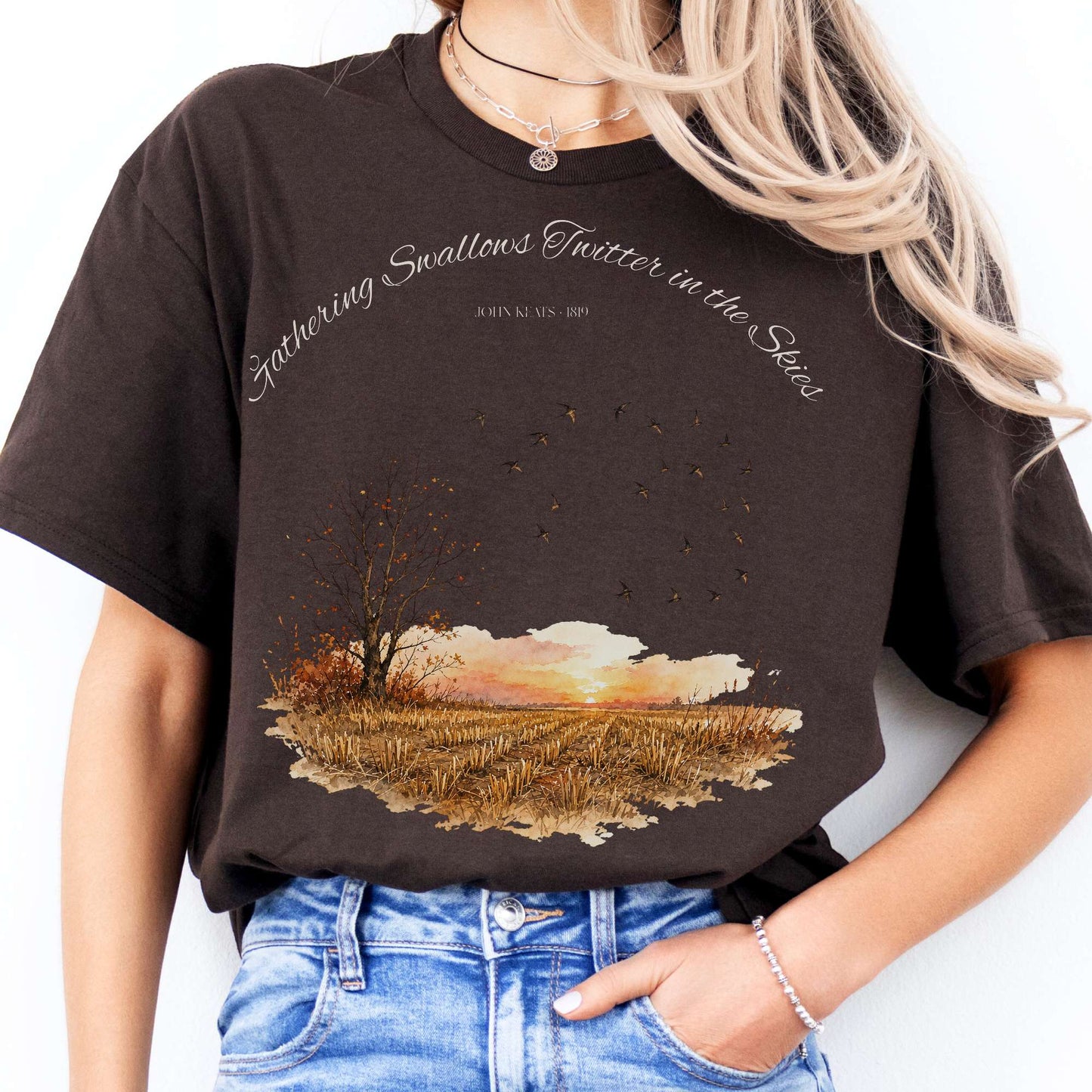 Gathering Swallows Twitter in the Skies John Keats Literary T-Shirt