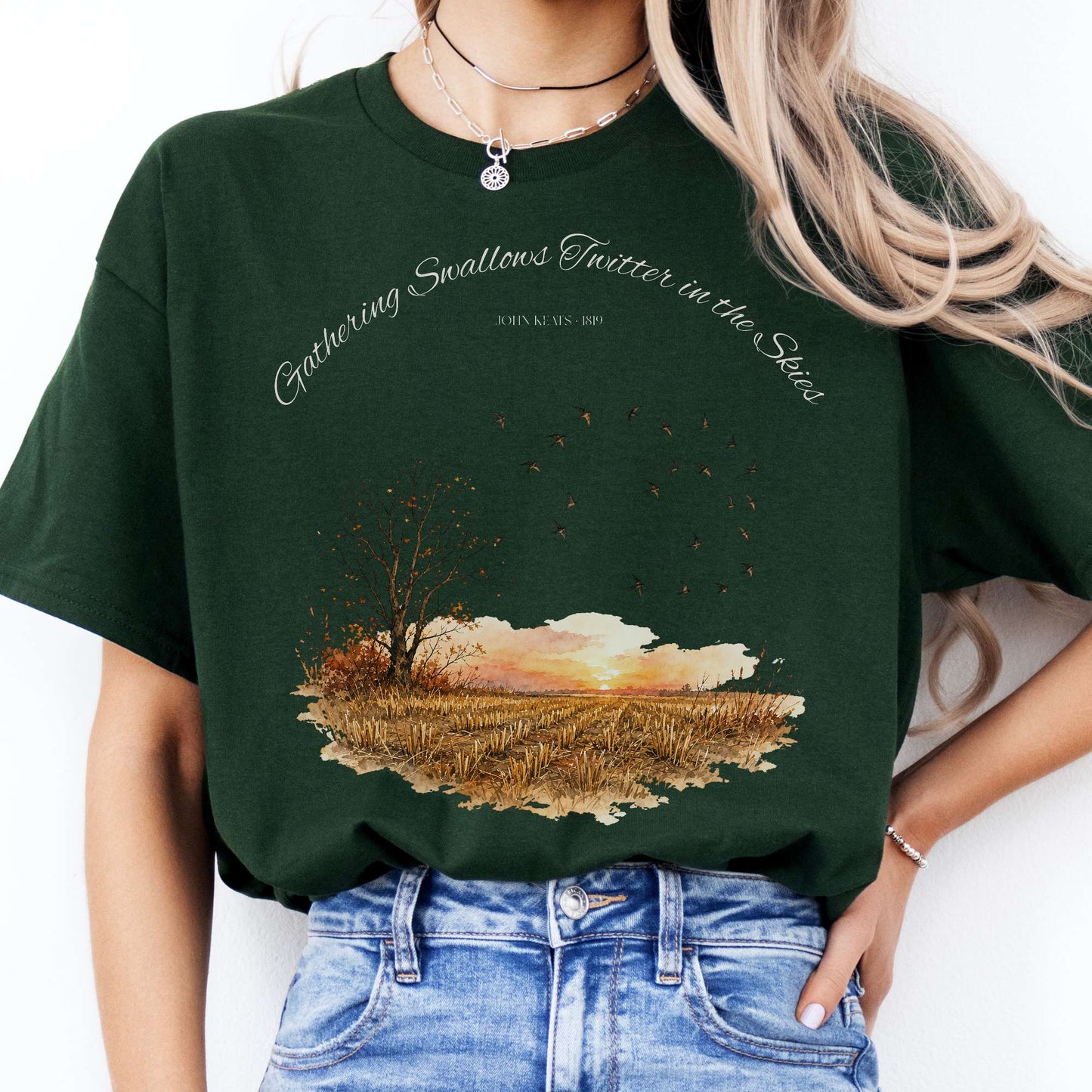 Gathering Swallows Twitter in the Skies John Keats Literary T-Shirt