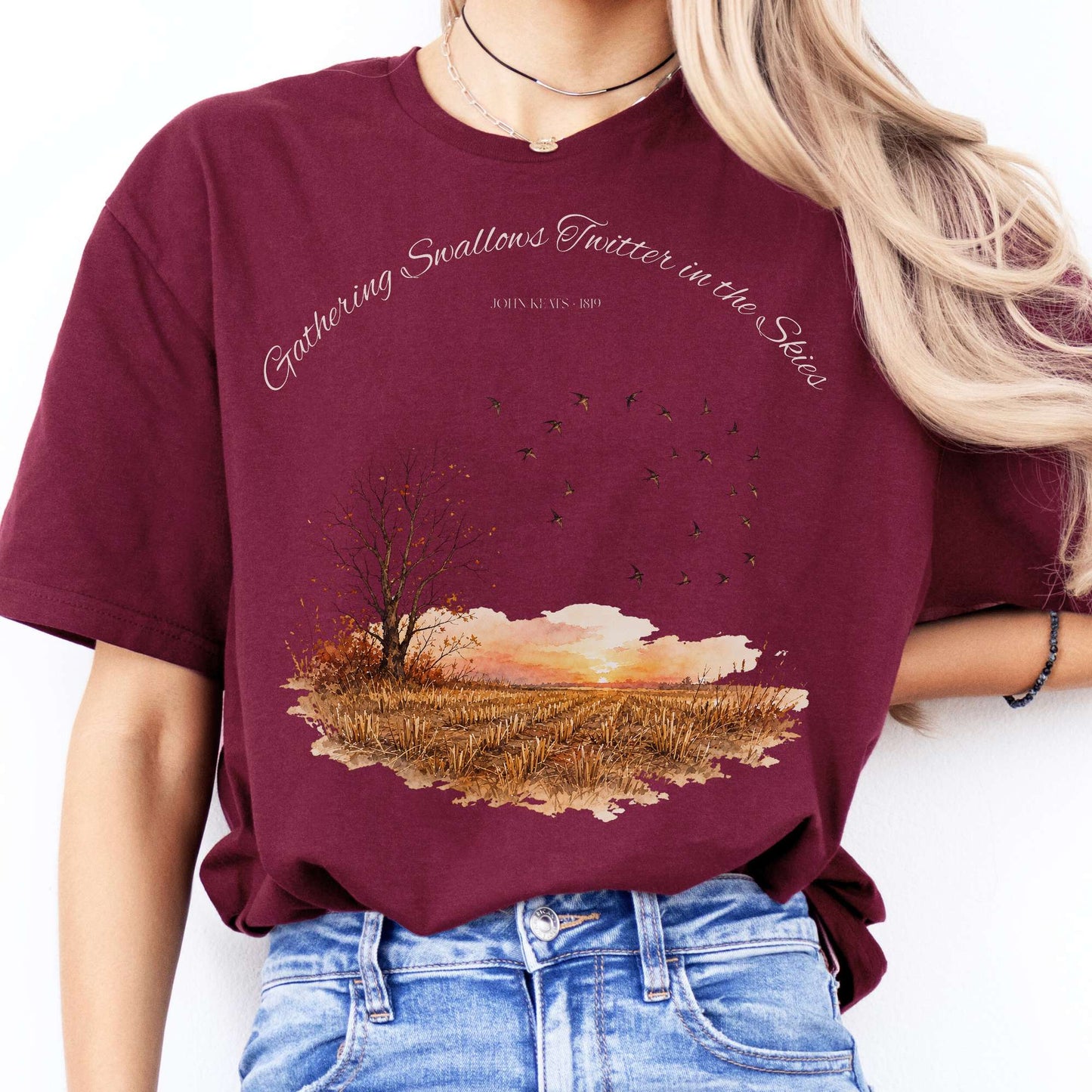 Gathering Swallows Twitter in the Skies John Keats Literary T-Shirt
