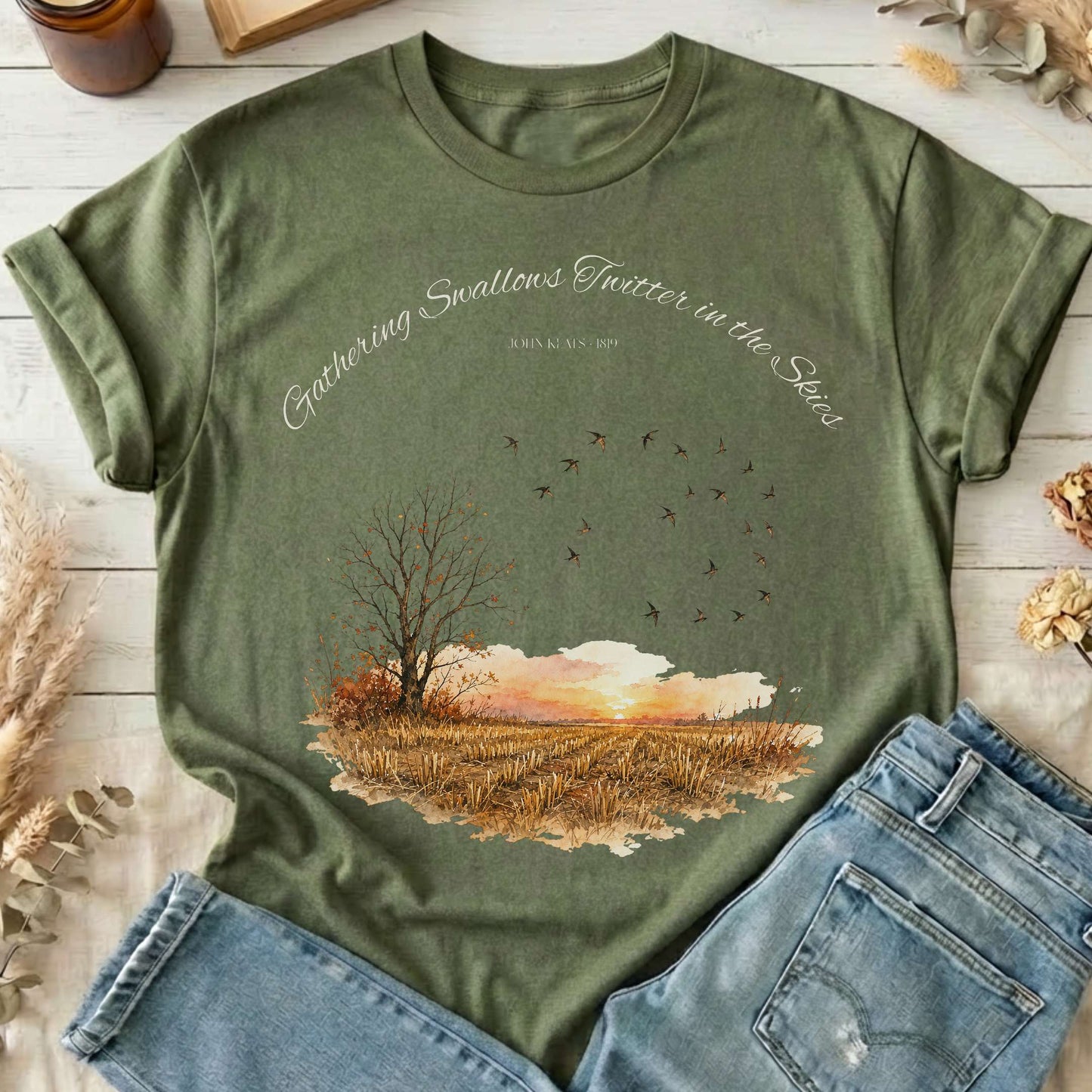 Gathering Swallows Twitter in the Skies John Keats Literary T-Shirt
