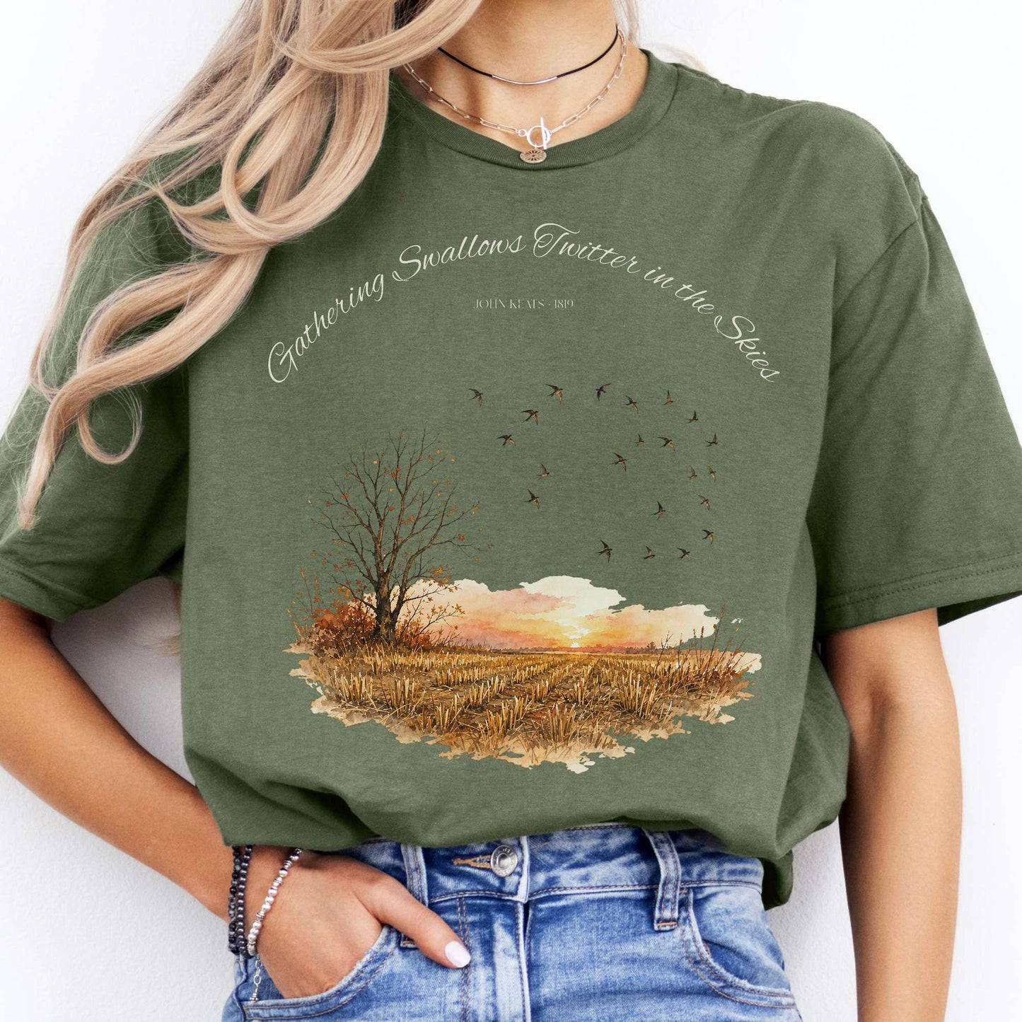 Gathering Swallows Twitter in the Skies John Keats Literary T-Shirt