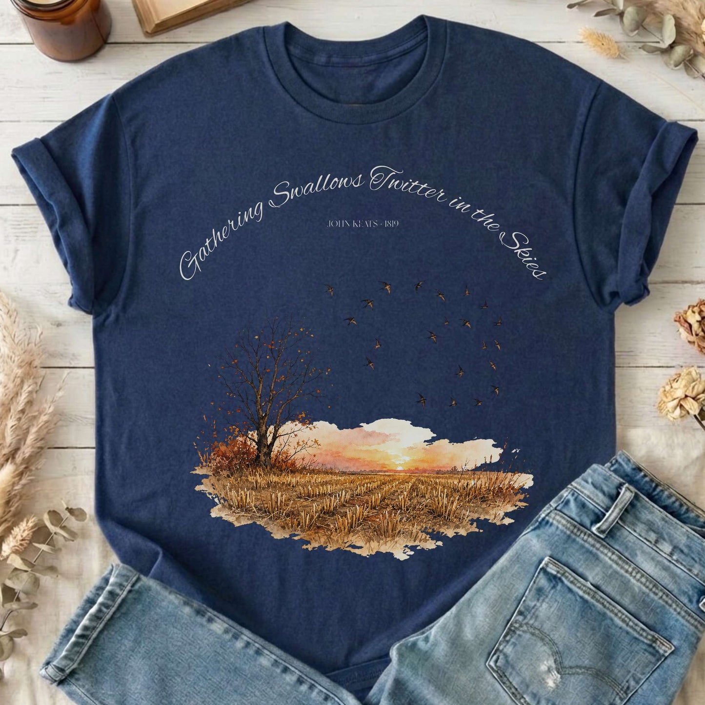 Gathering Swallows Twitter in the Skies John Keats Literary T-Shirt