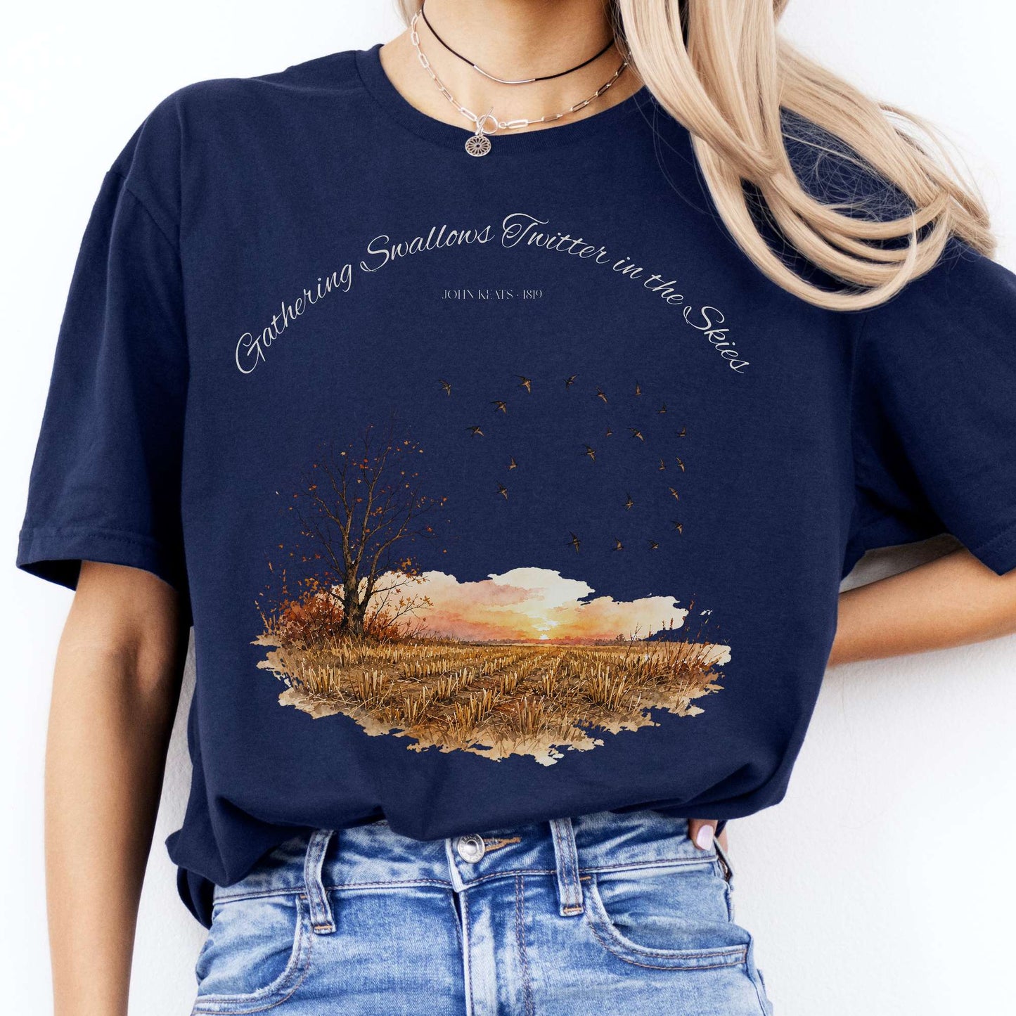 Gathering Swallows Twitter in the Skies John Keats Literary T-Shirt