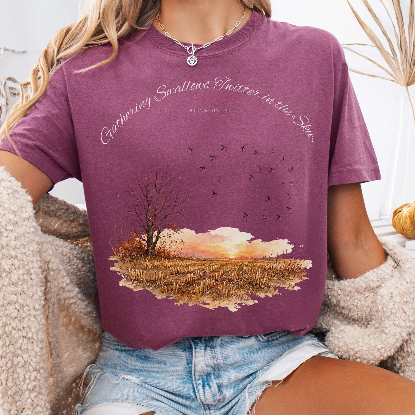 Gathering Swallows Twitter in the Skies John Keats Literary T-Shirt